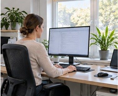 Ergonomischer Bildschirmarbeitsplatz im Büro